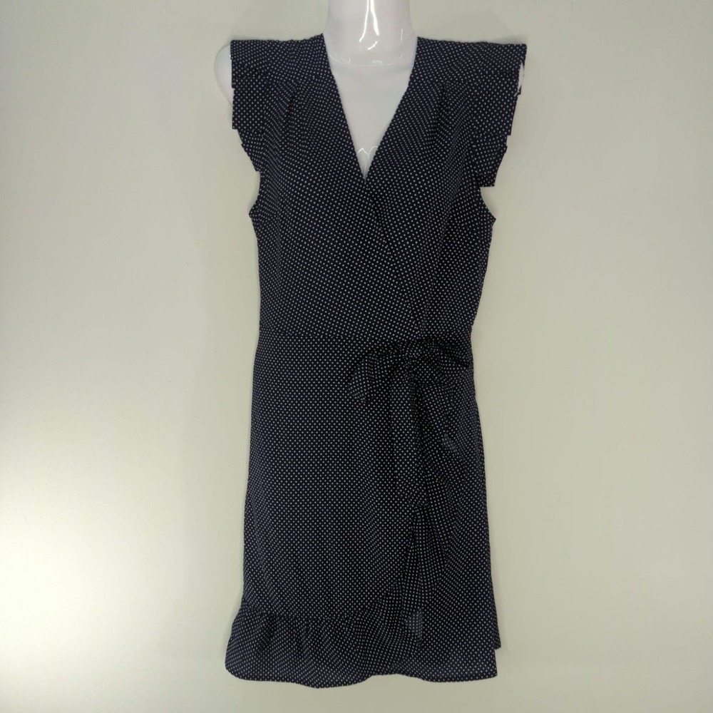 Monteau Navy Polka Dots Dress Women’s SMALL‎ Pin-up Retro Cottage core